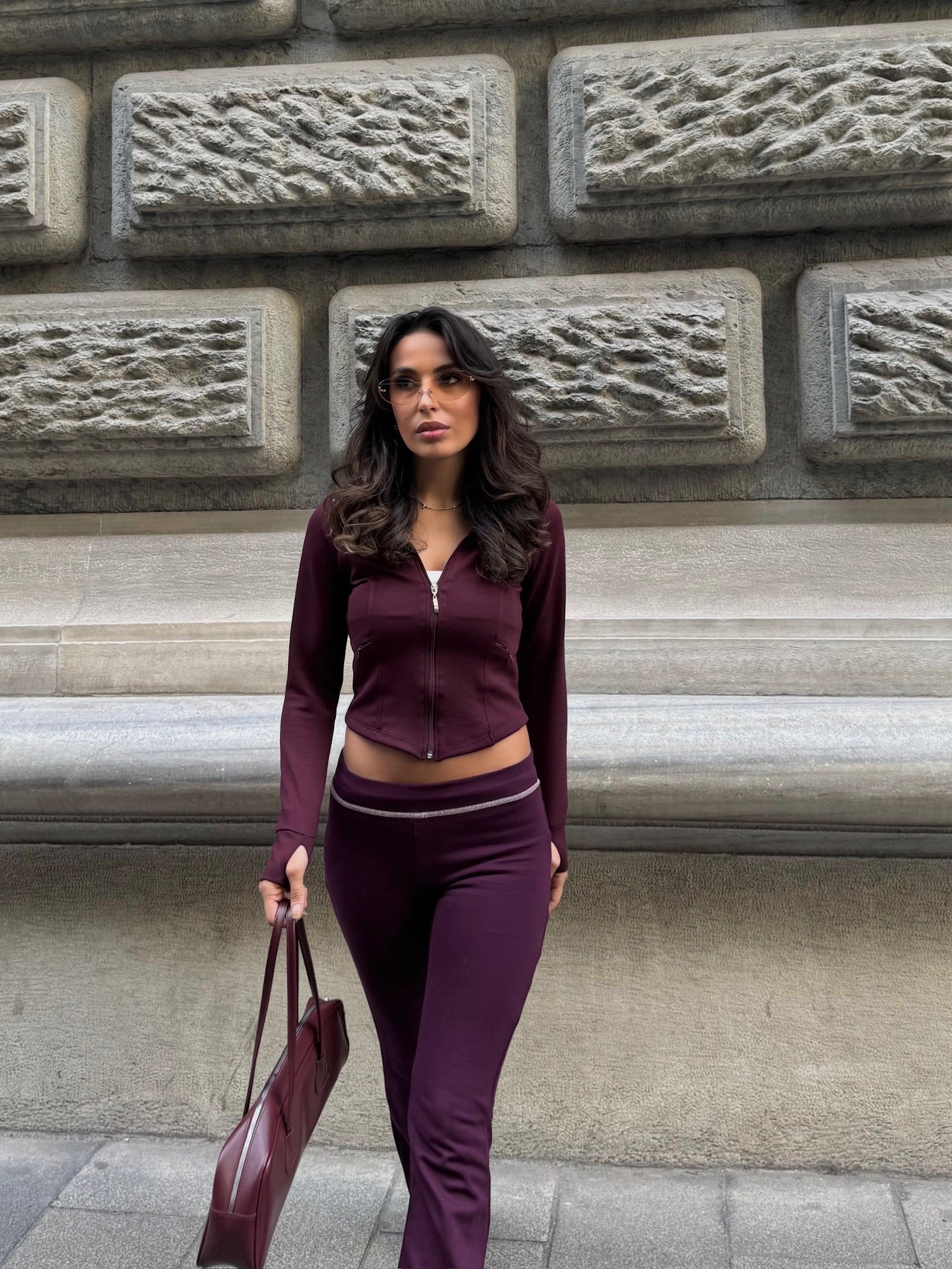 Parmak Detaylı Fermuarlı Spor Hırka